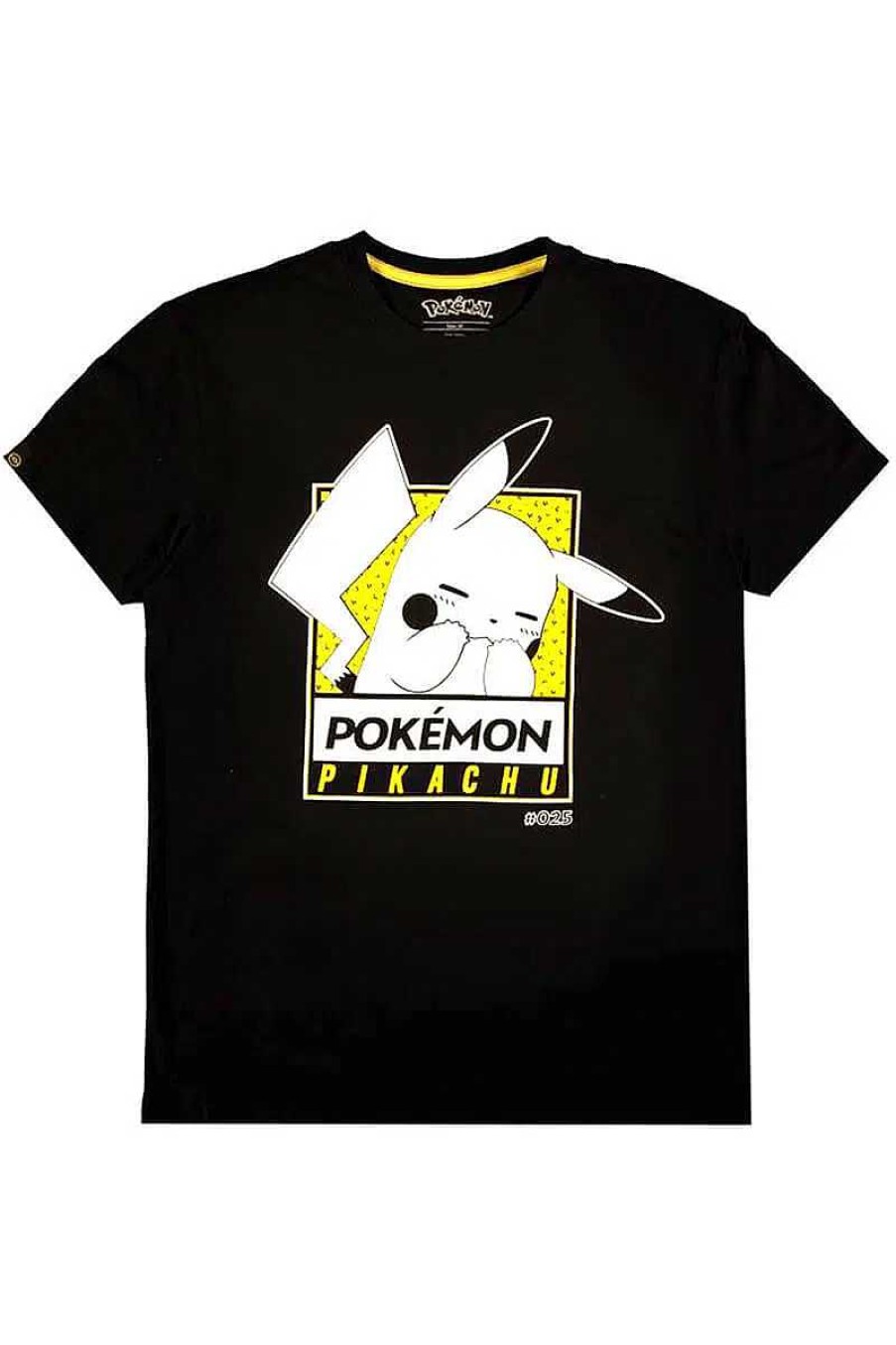 POCKET MONSTER Pokemon Til Bornevaerelset | Forlegen Pikachu Sort T Shirt I Small