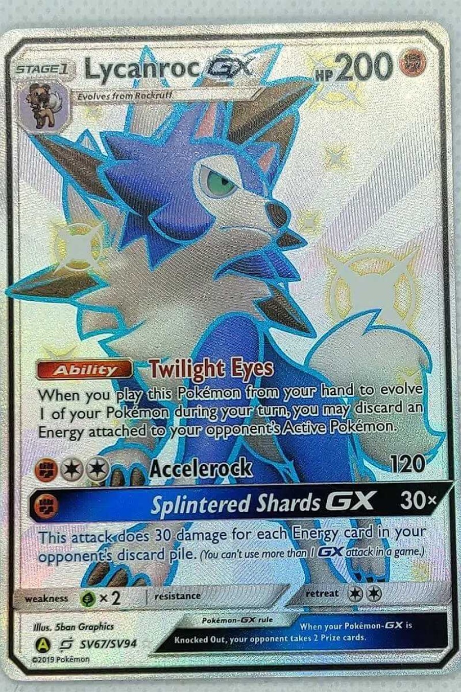 POCKET MONSTER Pokemon Kort | Shiny Lycanroc Gx Sv67/Sv94