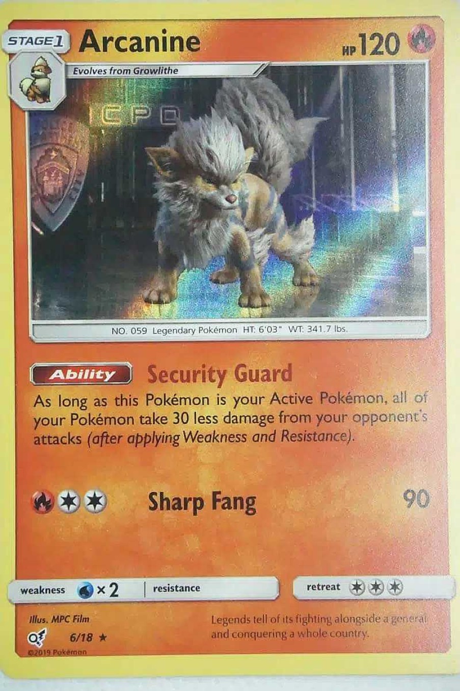 POCKET MONSTER Pokemon Kort | Arcanine 6/18 Holo Rare