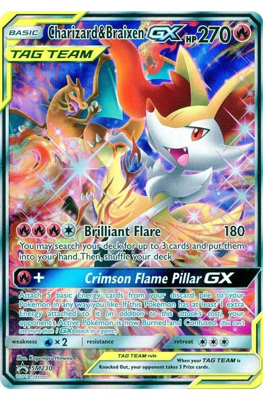 POCKET MONSTER Pokemon Kort | Charizard & Braixen Gx Sm230 Stor