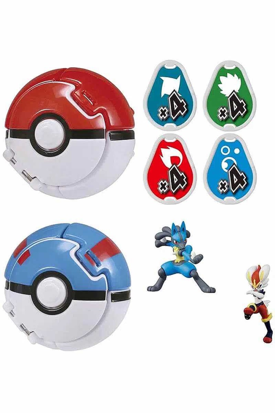 POCKET MONSTER Pokemon Figurer | Japansk Lucario Med Poke Ball & Cinderace Med Great Ball