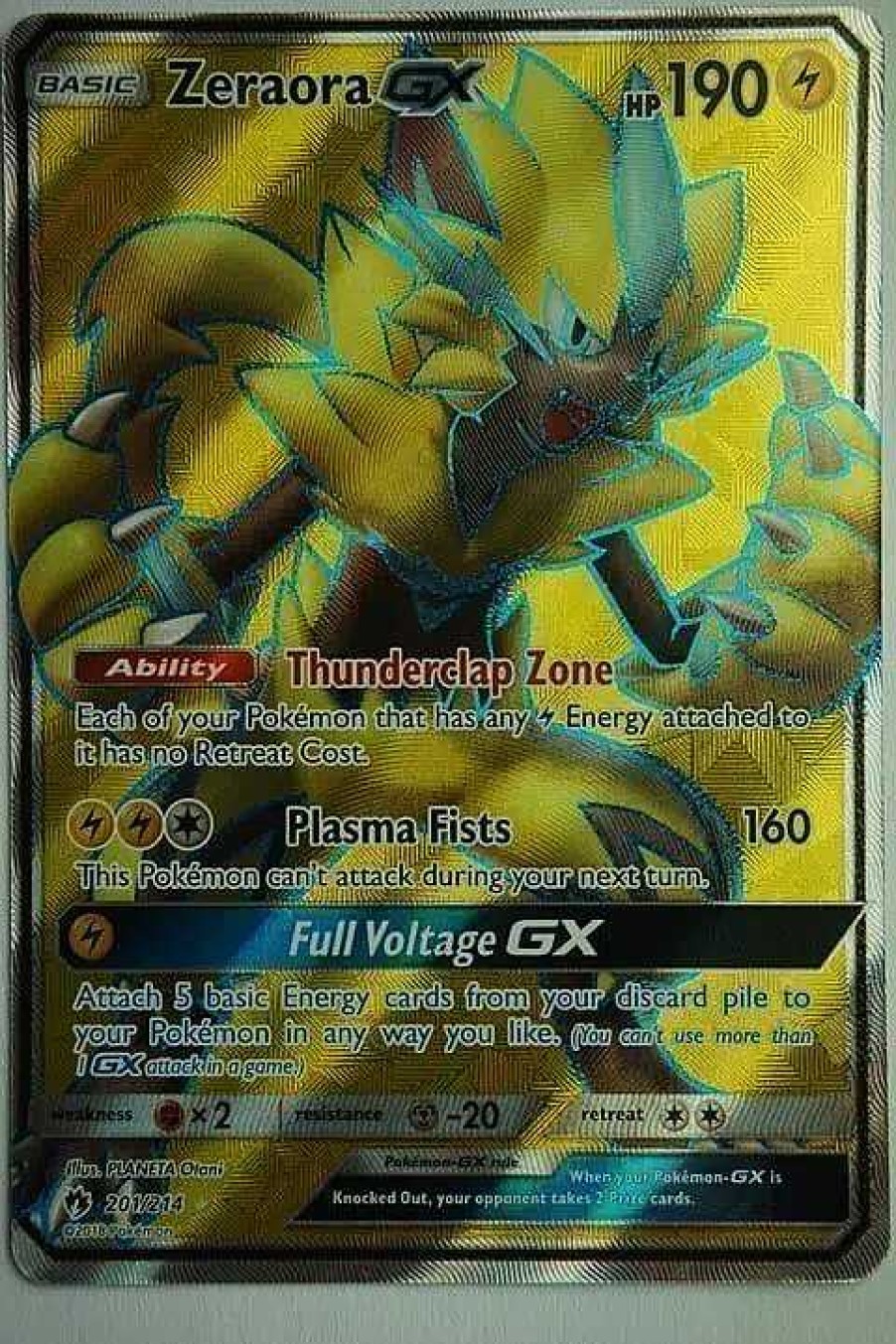 POCKET MONSTER Pokemon Kort | Zeraora Gx 201/214 Full Art