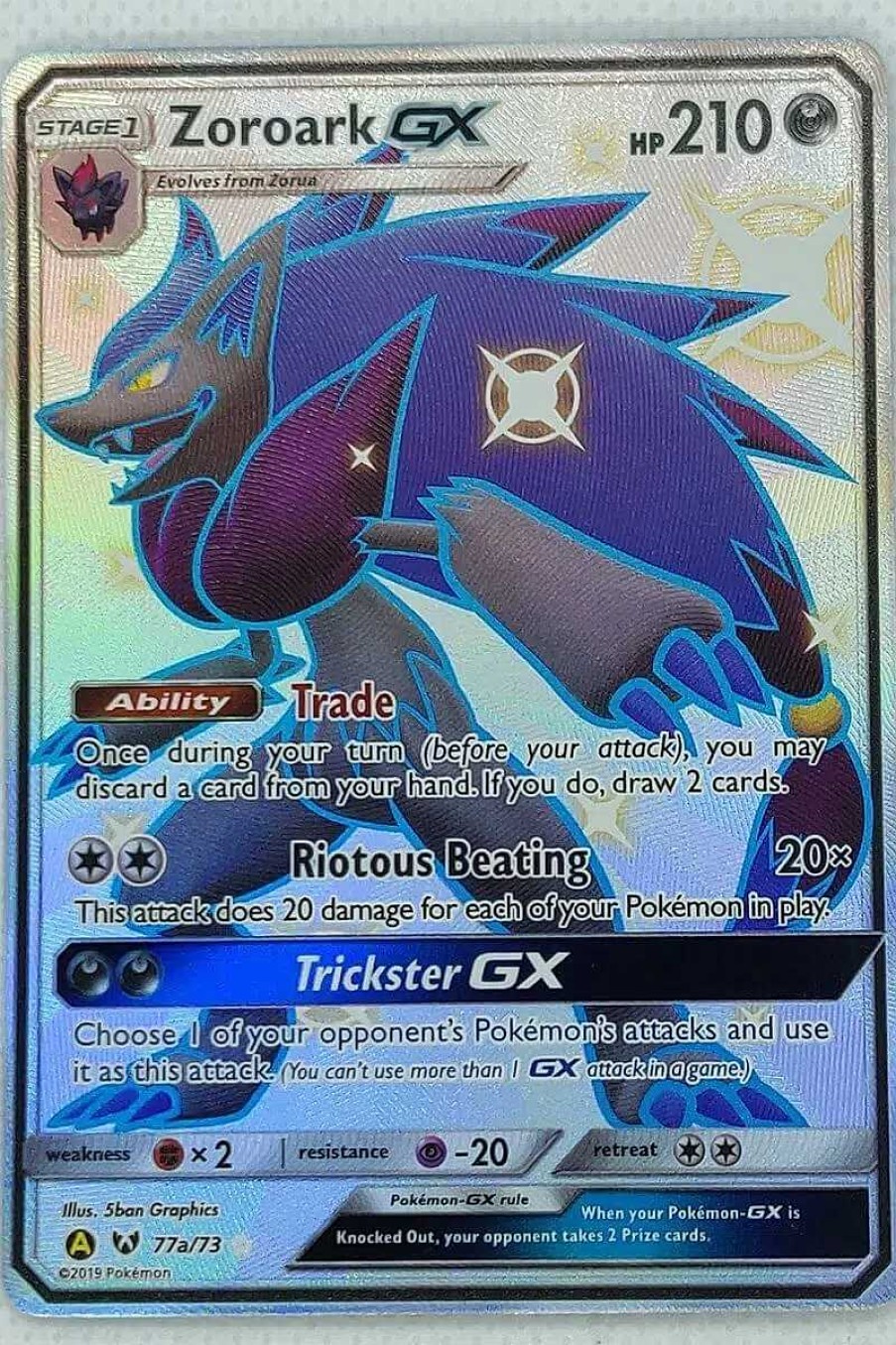 POCKET MONSTER Pokemon Kort | Shiny Zoroark Gx 77A/73