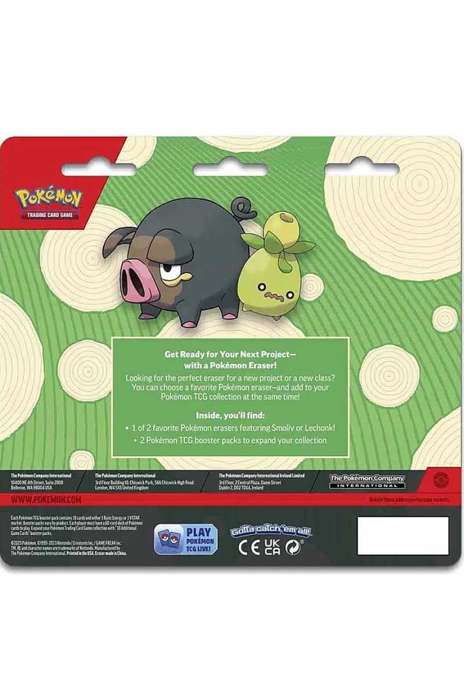 POCKET MONSTER Pokemon Kort | Back To School Blisterpakke Med Lechonk Viskelaeder