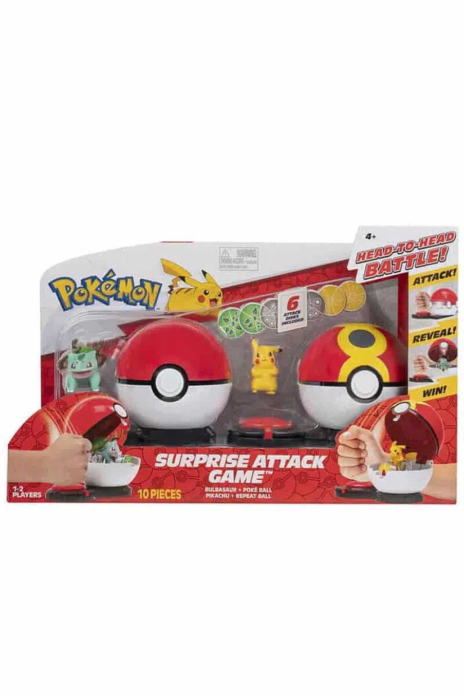 POCKET MONSTER Pokemon Figurer | Surprise Attack Poke Ball Battle Game Med Bulbasauer Og Pikachu