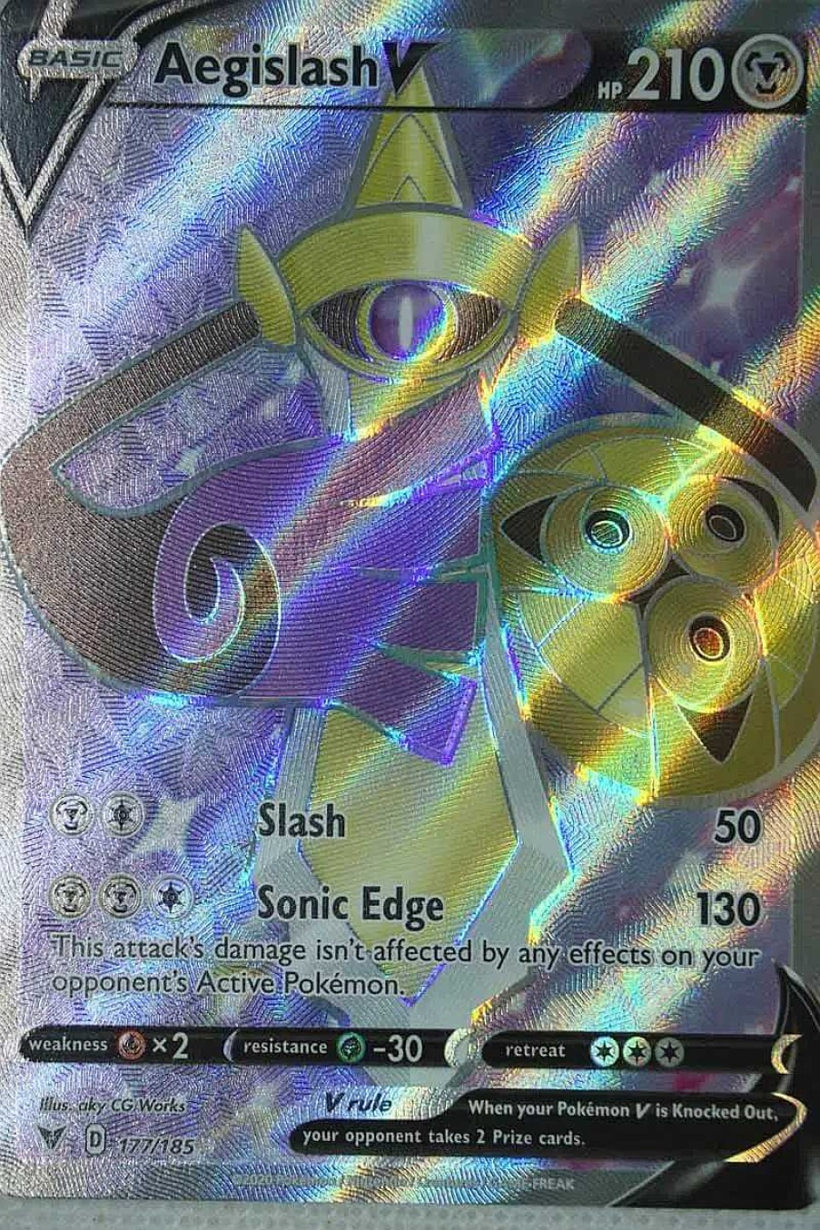 POCKET MONSTER Pokemon Kort | Aegislash V 177/185 Full Art