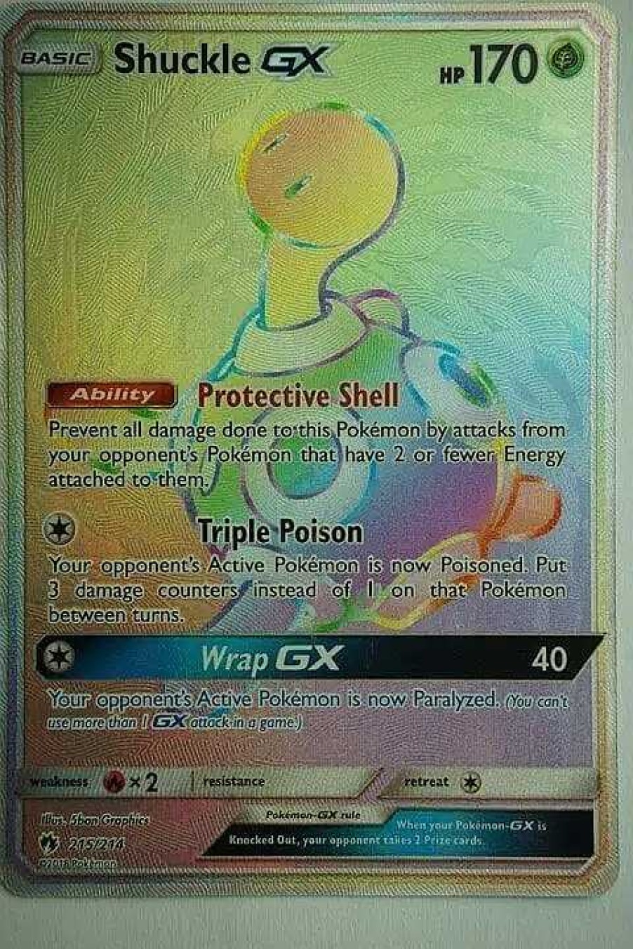 POCKET MONSTER Pokemon Kort | Shuckle Gx 215/214 Hyper Rare