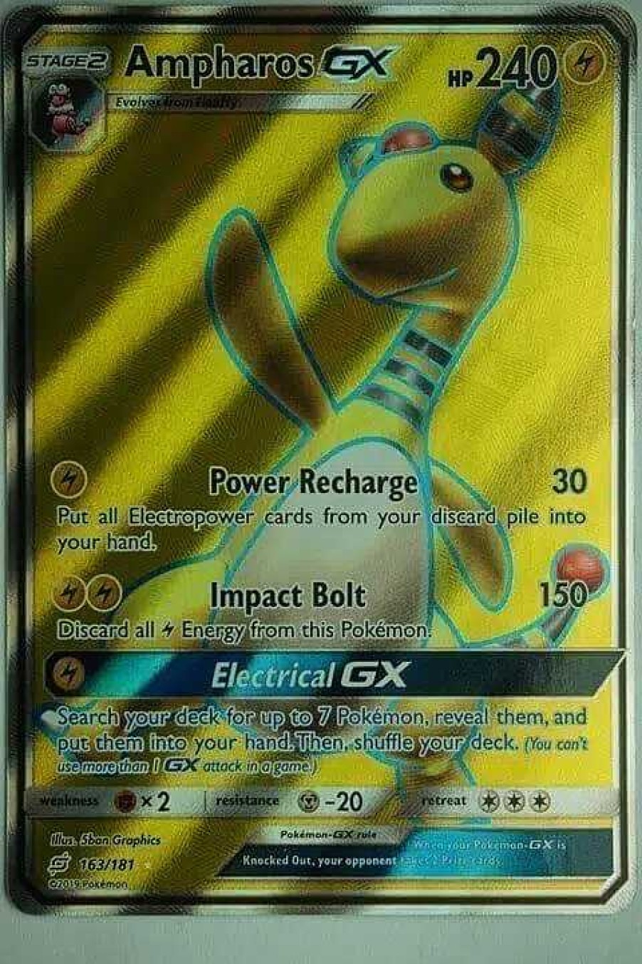 POCKET MONSTER Pokemon Kort | Ampharos Gx 163/181 Full Art