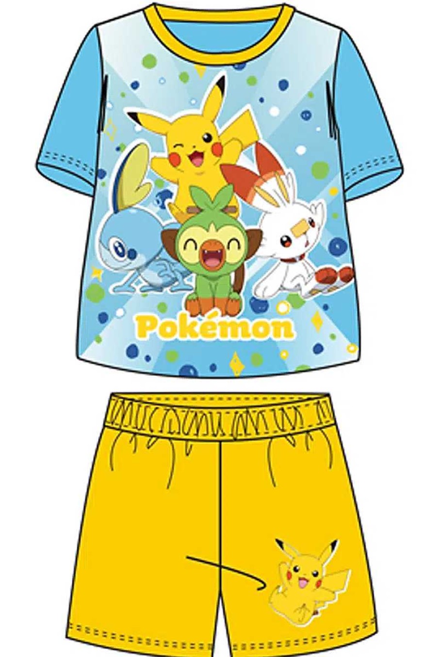 POCKET MONSTER Pokemon Til Bornevaerelset | T Shirt Og Shorts Med Galar Starters Til Born