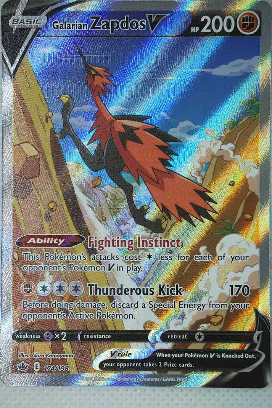 POCKET MONSTER Pokemon Kort | Galarian Zapdos V 174/198 Full Art