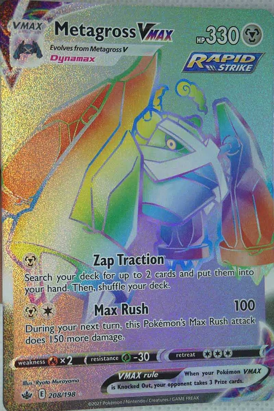 POCKET MONSTER Pokemon Kort | Metagross Vmax 208/198 Hyper Rare