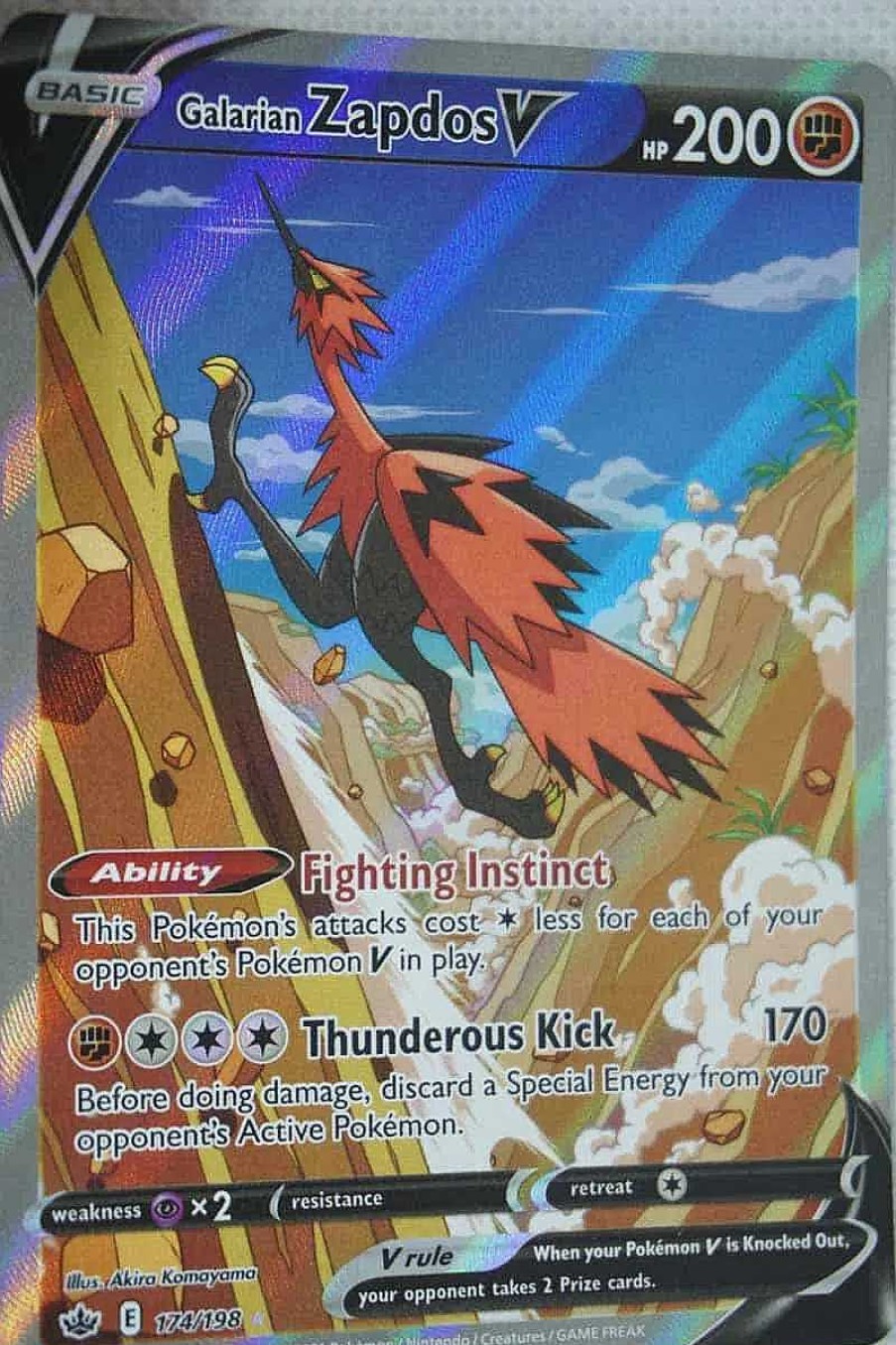 POCKET MONSTER Pokemon Kort | Galarian Zapdos V 174/198 Full Art