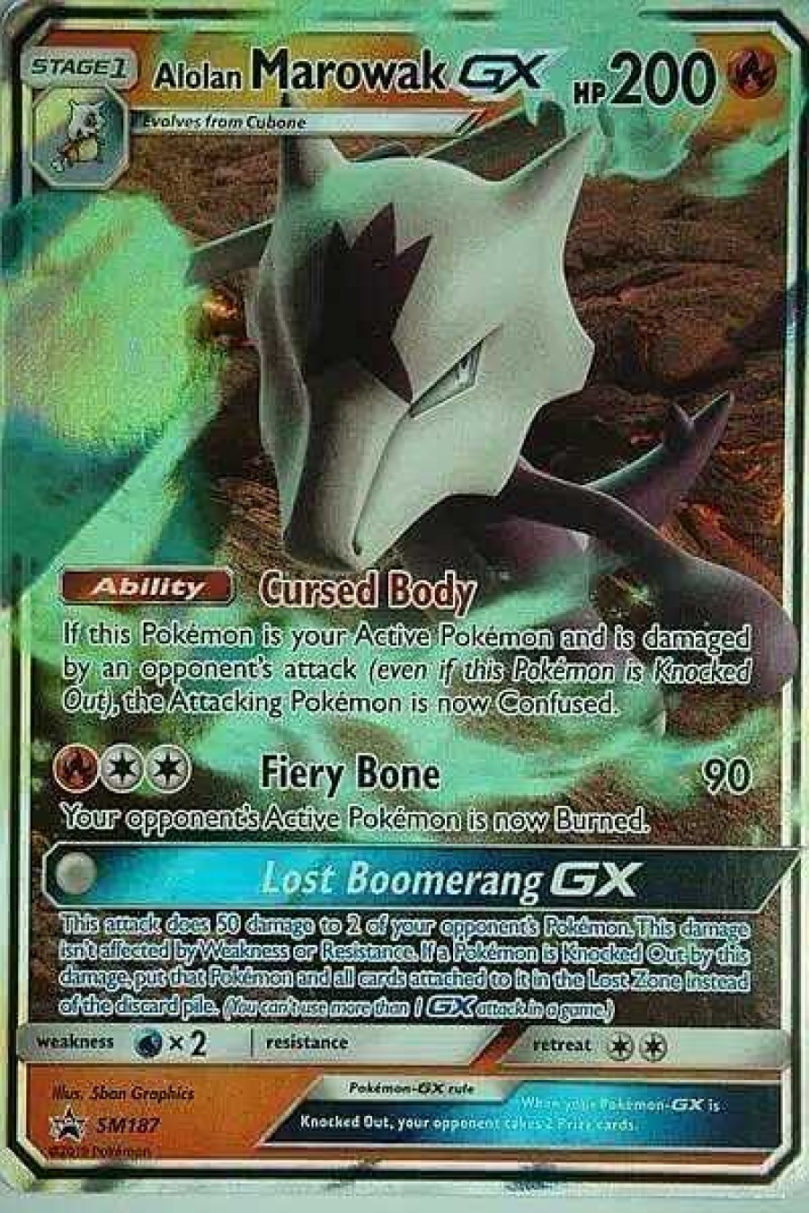 POCKET MONSTER Pokemon Kort | Alolan Marowak Gx Sm187 Stor