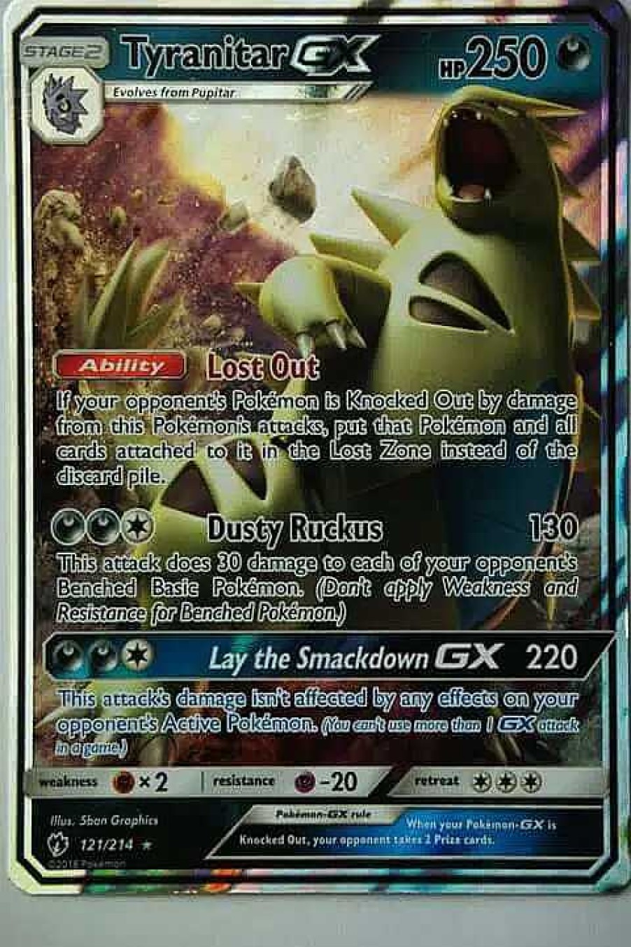 POCKET MONSTER Pokemon Kort | Tyranitar Gx 121/214