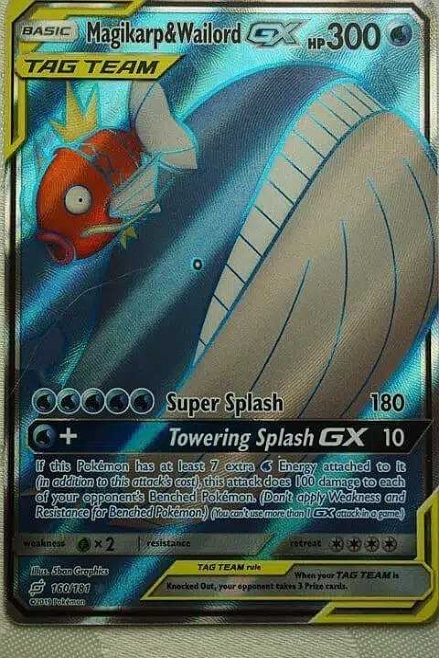 POCKET MONSTER Pokemon Kort | Magikarp & Wailord Gx 160/181 Full Art